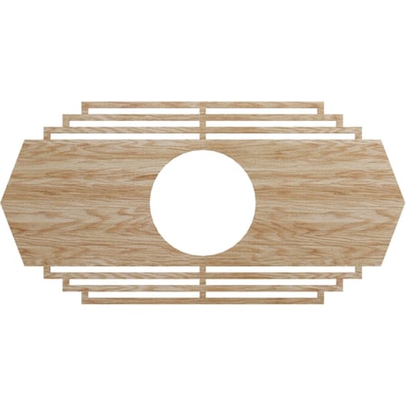 Ekena Millwork Chrysler Wood Fretwork Pierced Ceiling Medallion, Red Oak, 30"W x 15"H x 7 7/8"ID x 3/8"T CMWP30X15X0375CSRO
